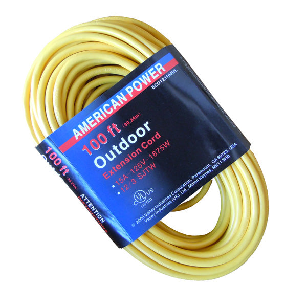 12/3 OUTDOOR EXTENSION CORD, YELLOW (UL)