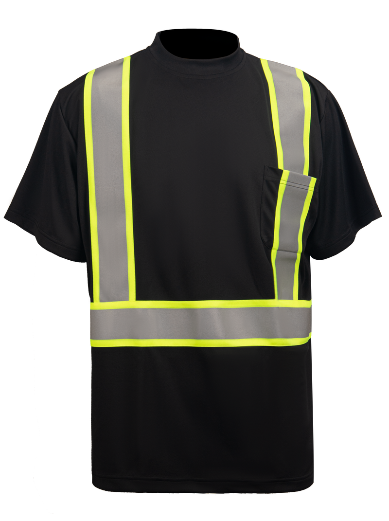 Security Black Reflective T-Shirt Hydro-wicked Class II