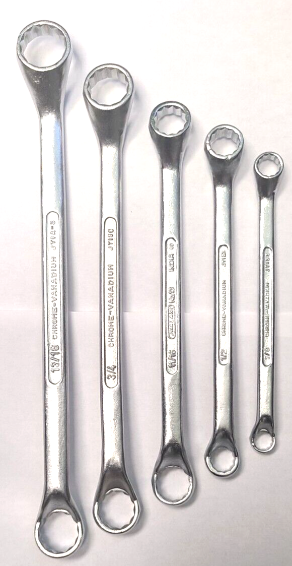 5Pcs. 10 Sizes Extra Long Double Box End Wrench Set 3/8" - 7/8" With Pouch