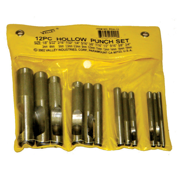 12 Pc. Hollow Punch Set Jumbo 1/8" - 3/4"