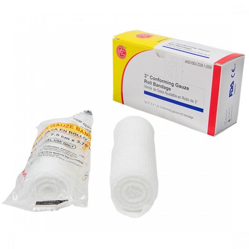 Genuine First Aid 3" Sterilized Conforming Gauze Bandage Roll