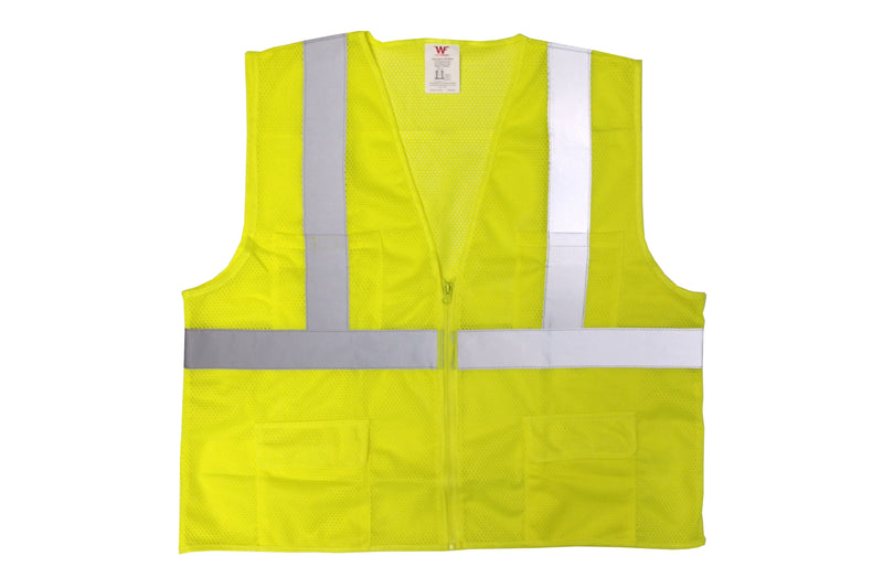 Work Force Class 2 Lime Safety Vest Ansi 107-2015 Compliant With Zipper Front Closure
