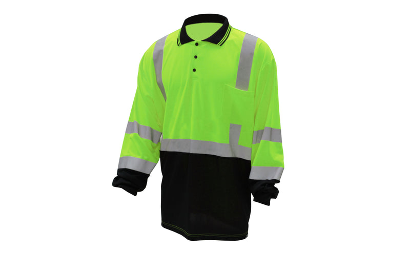 Work Force Class 3 Lime Long Sleeve Polo Style With Black Bottom