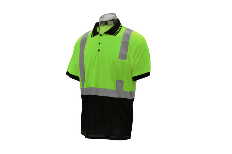 Work Force Class 2 Lime Short Sleeve Polo Style With Black Bottom