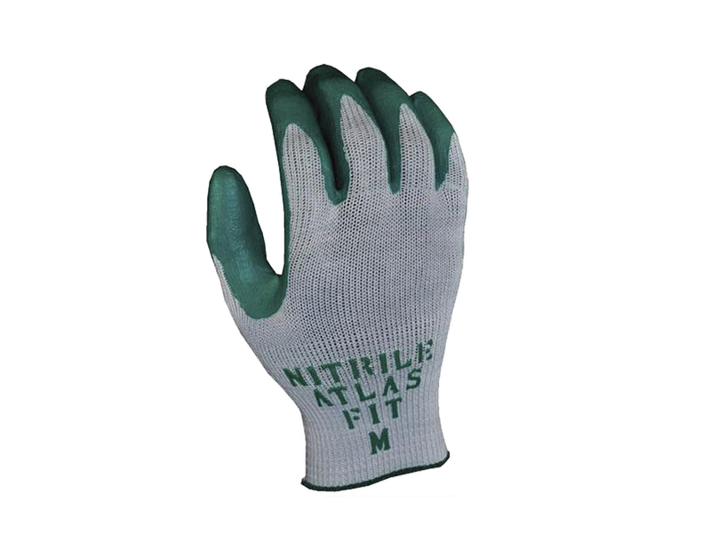 Work Force Atlas Fit Green Nitrile Palm Coated Gloves