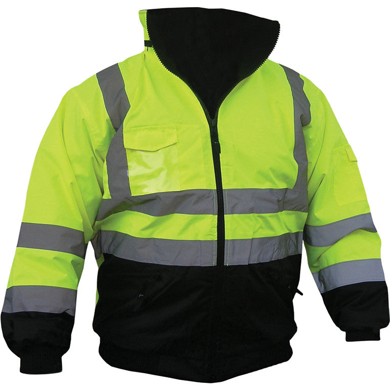 High Visibility Class III Bomber Jacket with Removable Lining - Black/Yellow