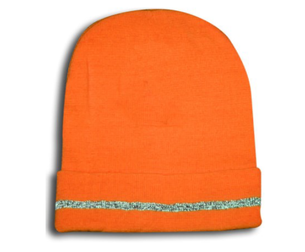 Work Force Orange Beanie Style Hat With Reflective Materials